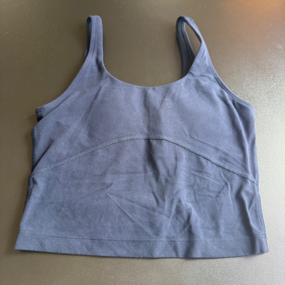 Aritzia TnAction Women Sports Bra Tank Top 2XS Navy Blue Cropped Activewear Yoga